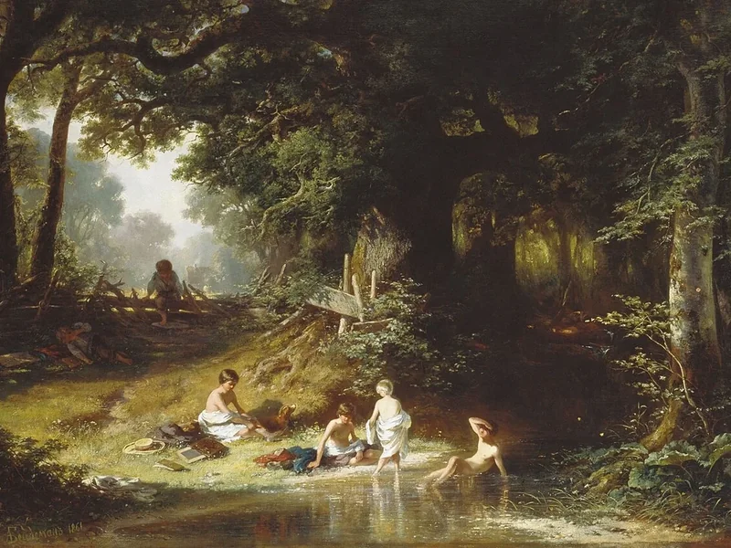 1826-Alexander Beydeman - Bambini in riva al ruscello